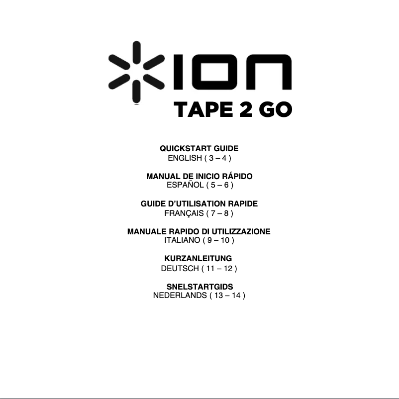 Page 1 de la notice Manuel utilisateur ION Tape 2 Go