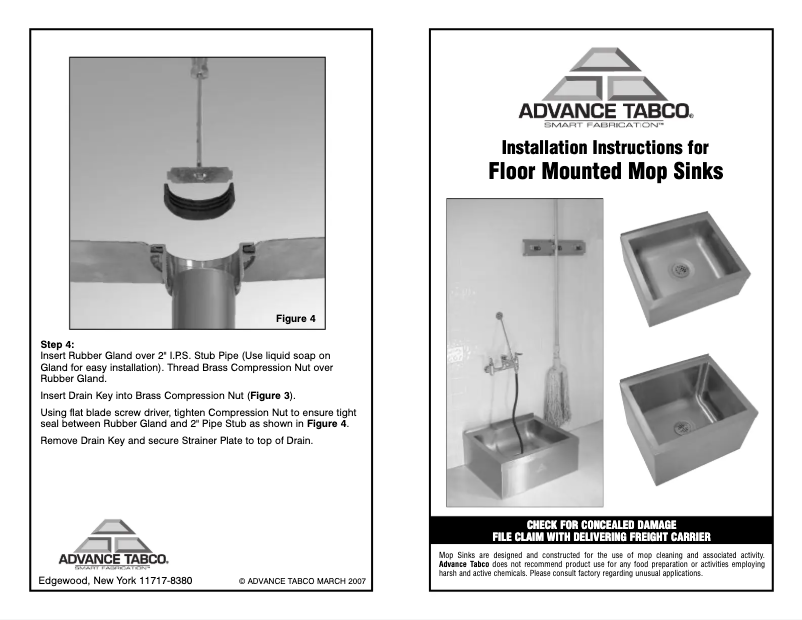 Page 1 de la notice Manuel utilisateur Advance Tabco K-291R