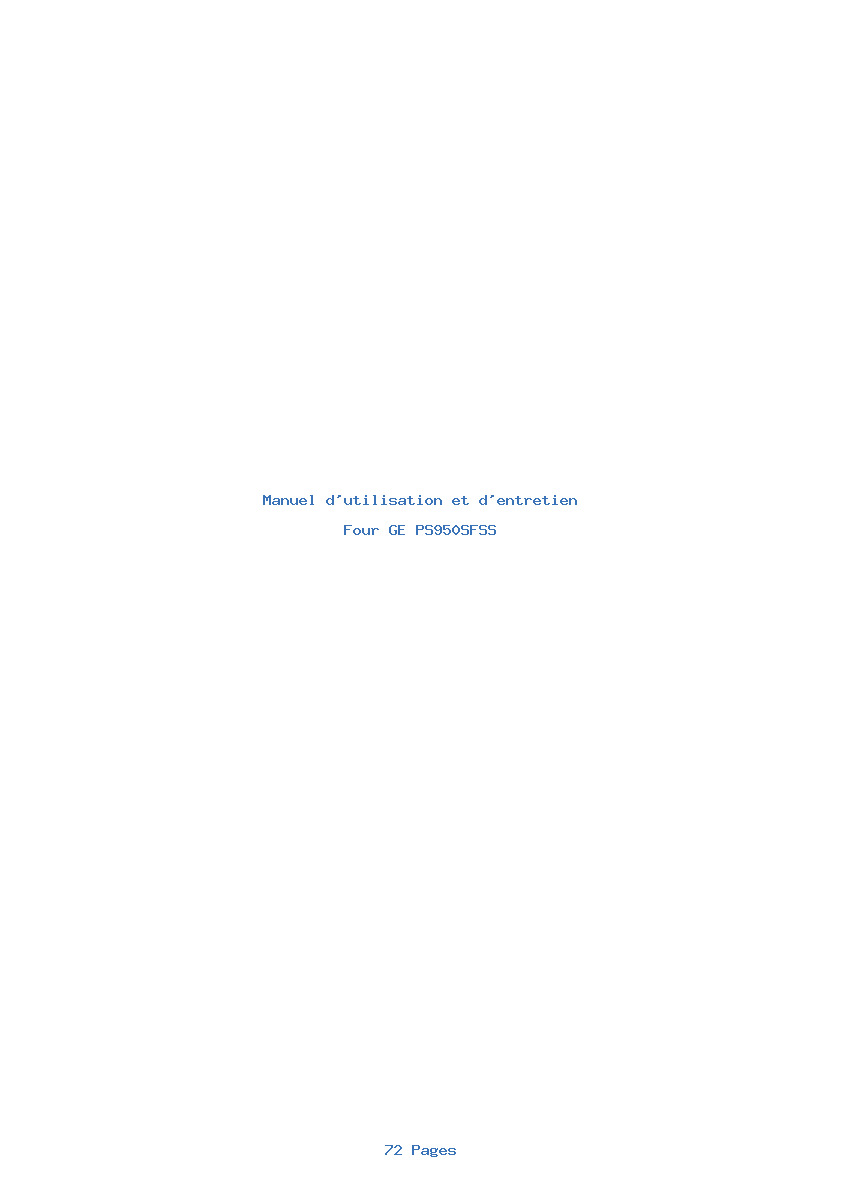 Page 1 de la notice Manuel d'utilisation et d'entretien GE PS950SFSS