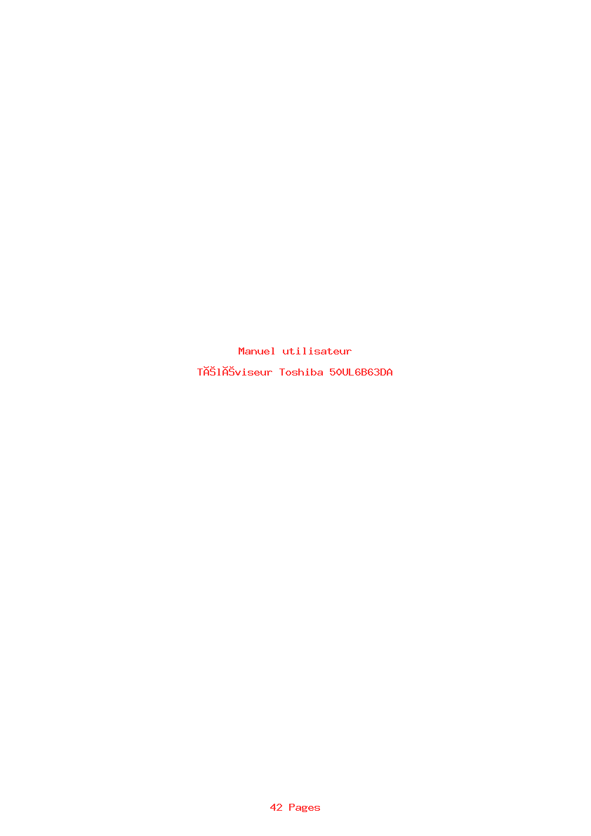 Page 1 de la notice Manuel utilisateur Toshiba 50UL6B63DA