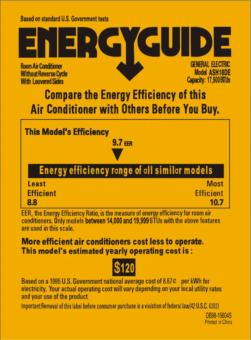 Página 1 del manual Etiqueta energética GE ASH18DE