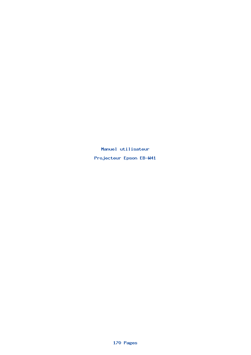 Page 1 de la notice Manuel utilisateur Epson EB-W41