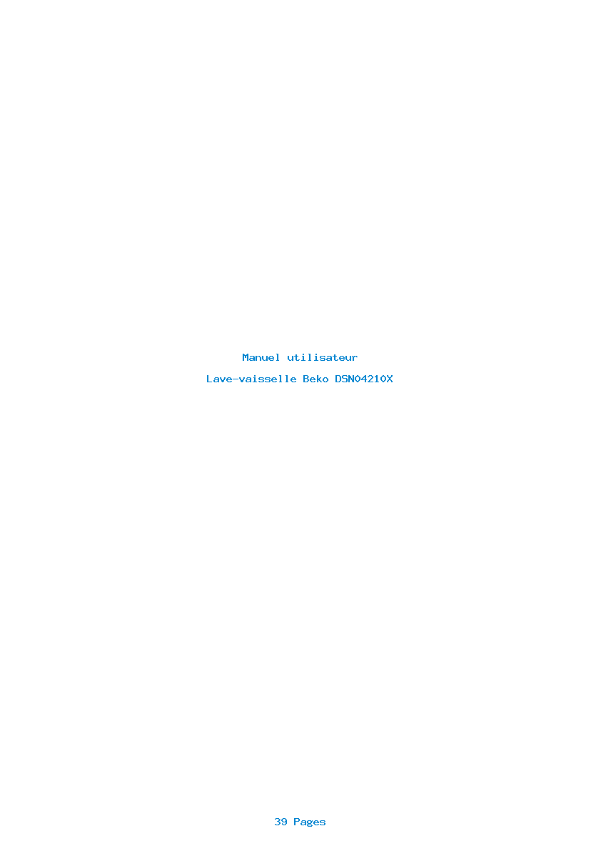 Page 1 de la notice Manuel utilisateur Beko DSN04210X