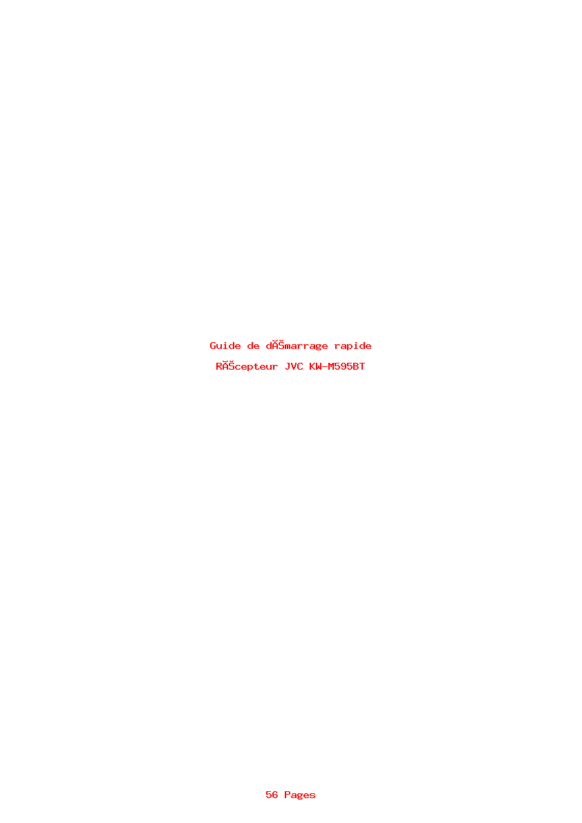 Page 1 de la notice Guide de démarrage rapide JVC KW-M595BT