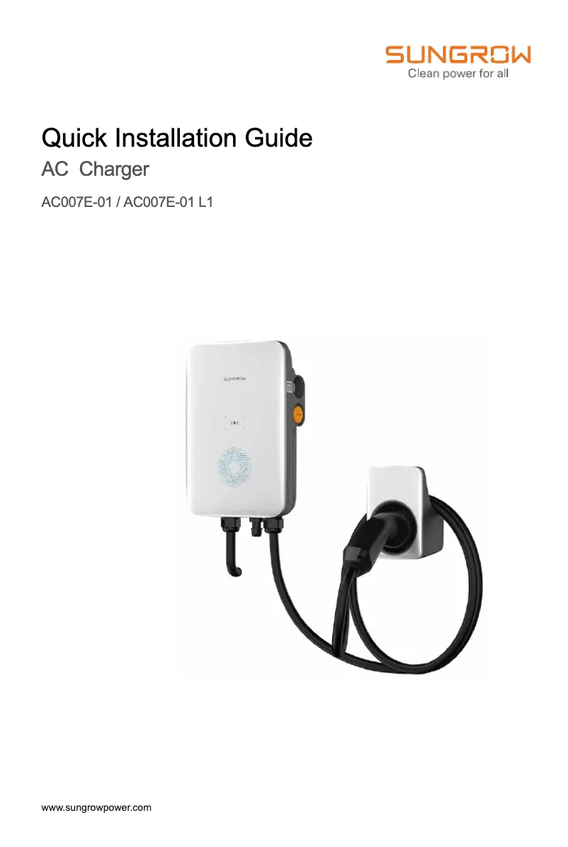 Page 1 de la notice Manuel utilisateur Sungrow AC007E-01
