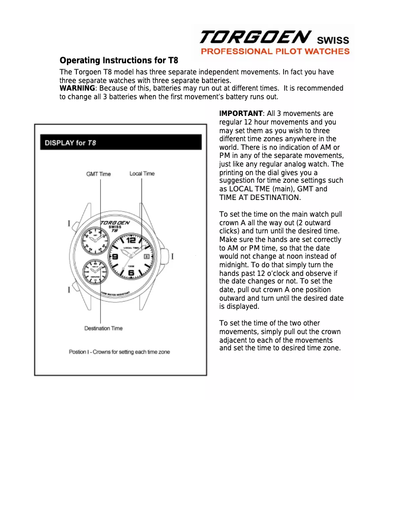 Page 1 de la notice Manuel utilisateur Torgoen T8