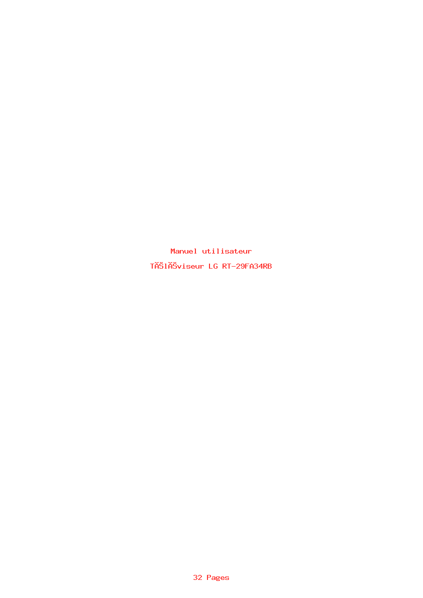 Page 1 de la notice Manuel utilisateur LG RT-29FA34RB