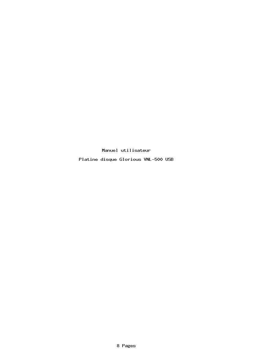 Page 1 de la notice Manuel utilisateur Glorious VNL-500 USB