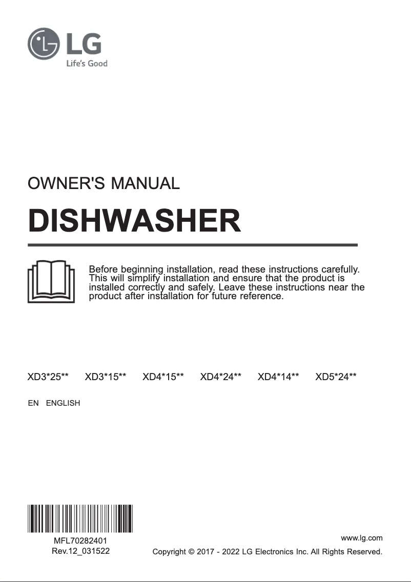 Page 1 de la notice Manuel utilisateur LG XD4B14PS