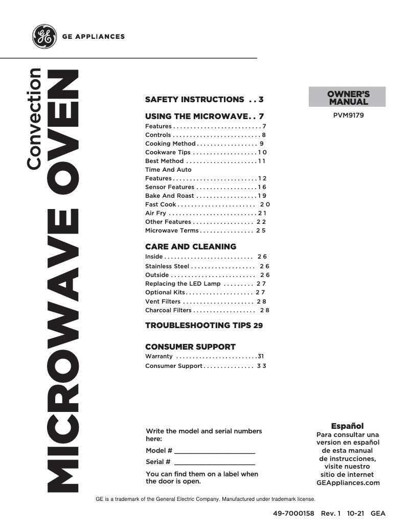 Página 1 del manual Manual de uso y mantenimiento GE Profile PVM9179SRSS
