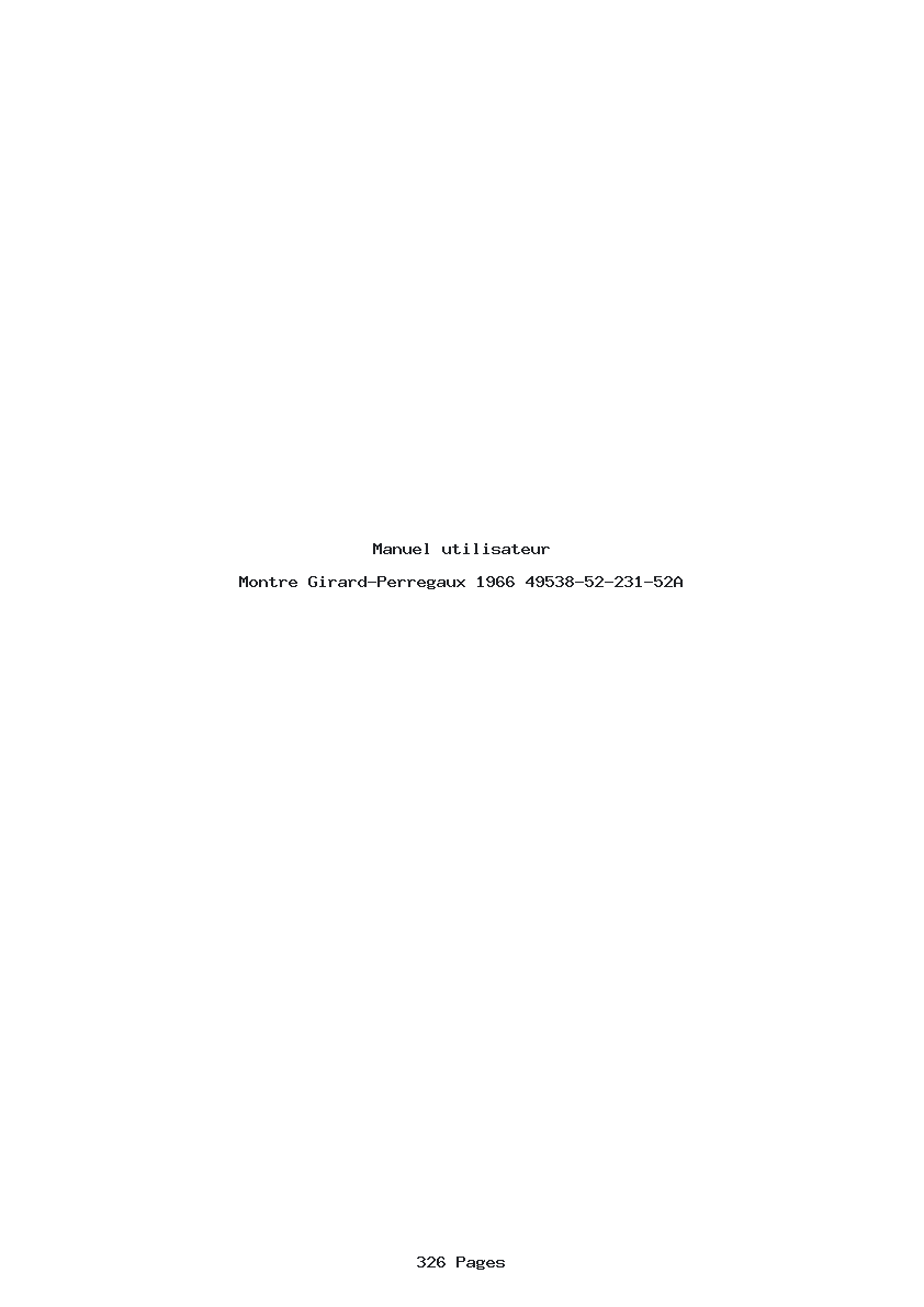 Page 1 de la notice Manuel utilisateur Girard-Perregaux 1966 49538-52-231-52A