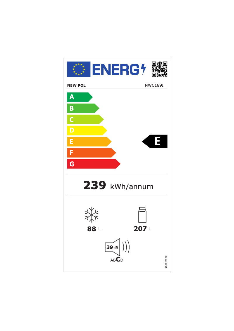 Page 1 of the manual Energy Label New Pol NWC189I
