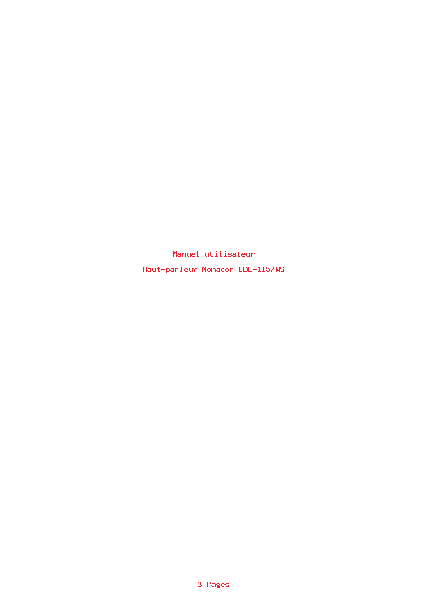 Page 1 de la notice Manuel utilisateur Monacor EDL-115/WS