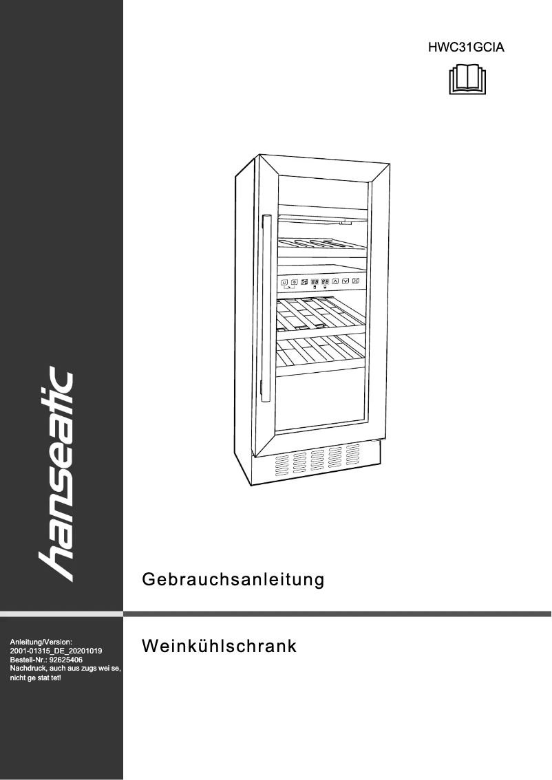 Page 1 de la notice Manuel utilisateur Hanseatic HWC31GCIA