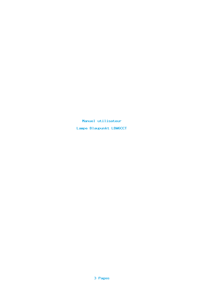 Page 1 de la notice Manuel utilisateur Blaupunkt LBW6CCT