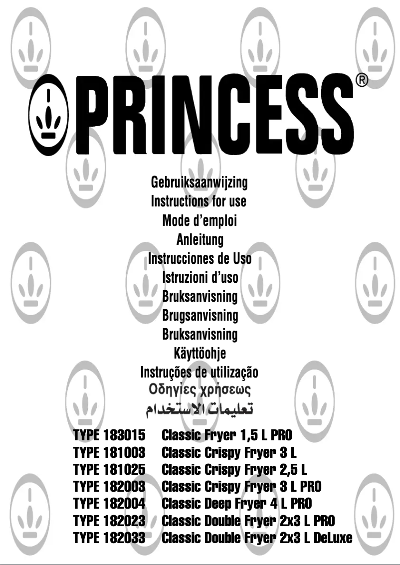 Page 1 de la notice Manuel utilisateur Princess Classic PRO 182004