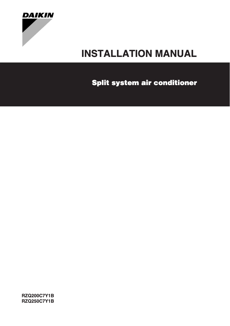 Page 1 de la notice Guide d'installation Daikin RZQ200C7Y1B