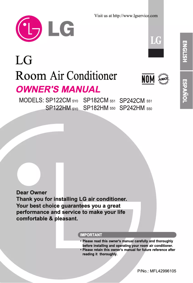 Page 1 de la notice Manuel utilisateur LG SP242HM