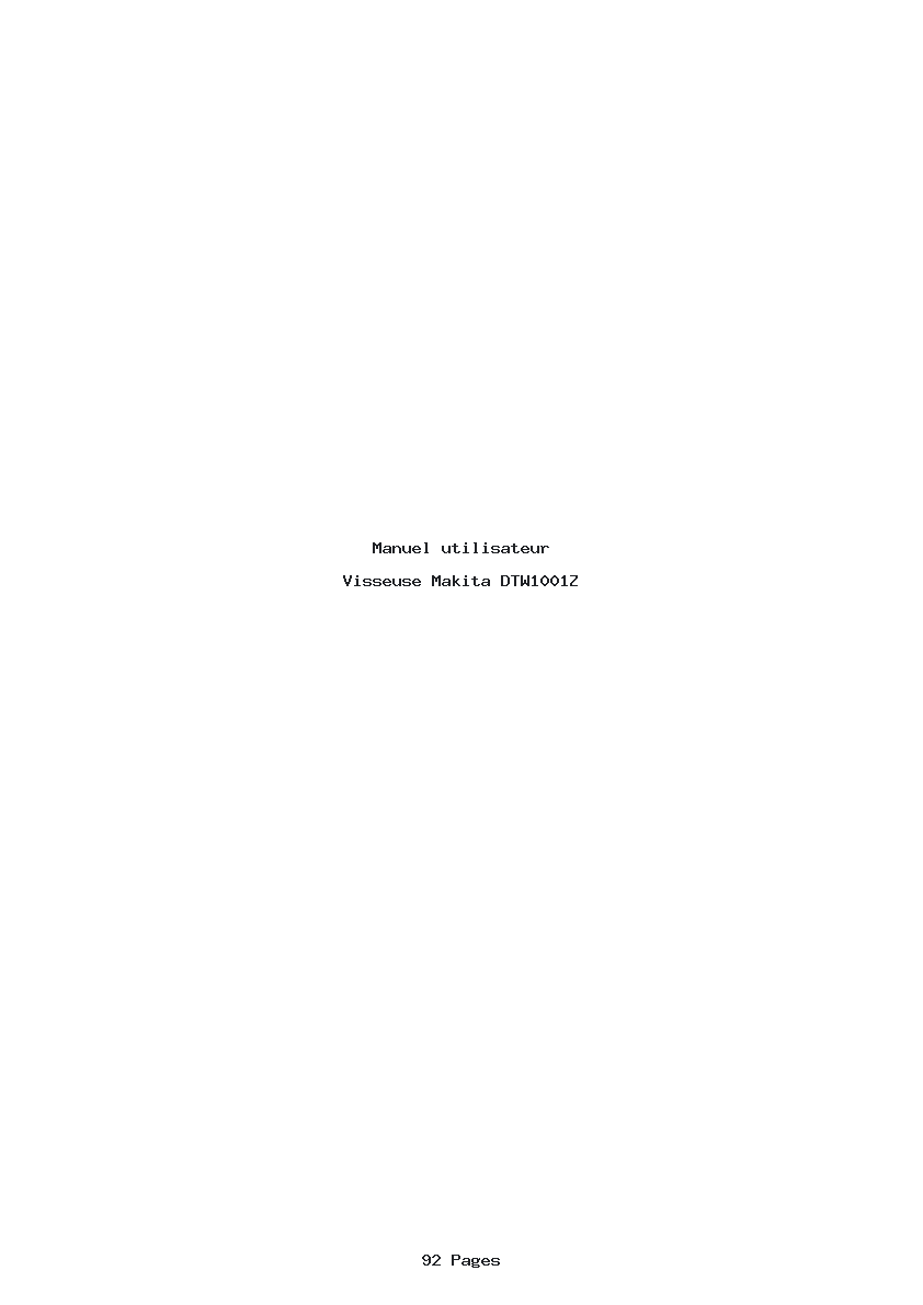 Page 1 de la notice Manuel utilisateur Makita DTW1001Z