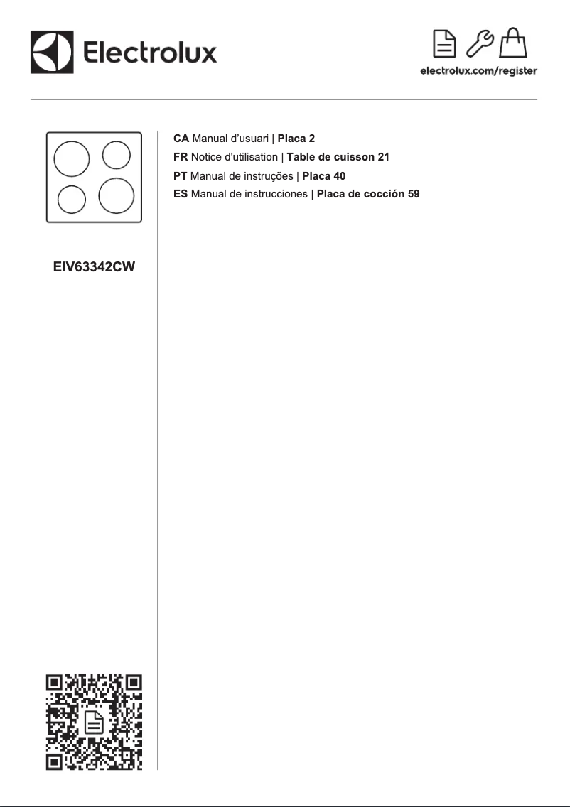 Page 1 de la notice Manuel utilisateur Electrolux EIV63342CW