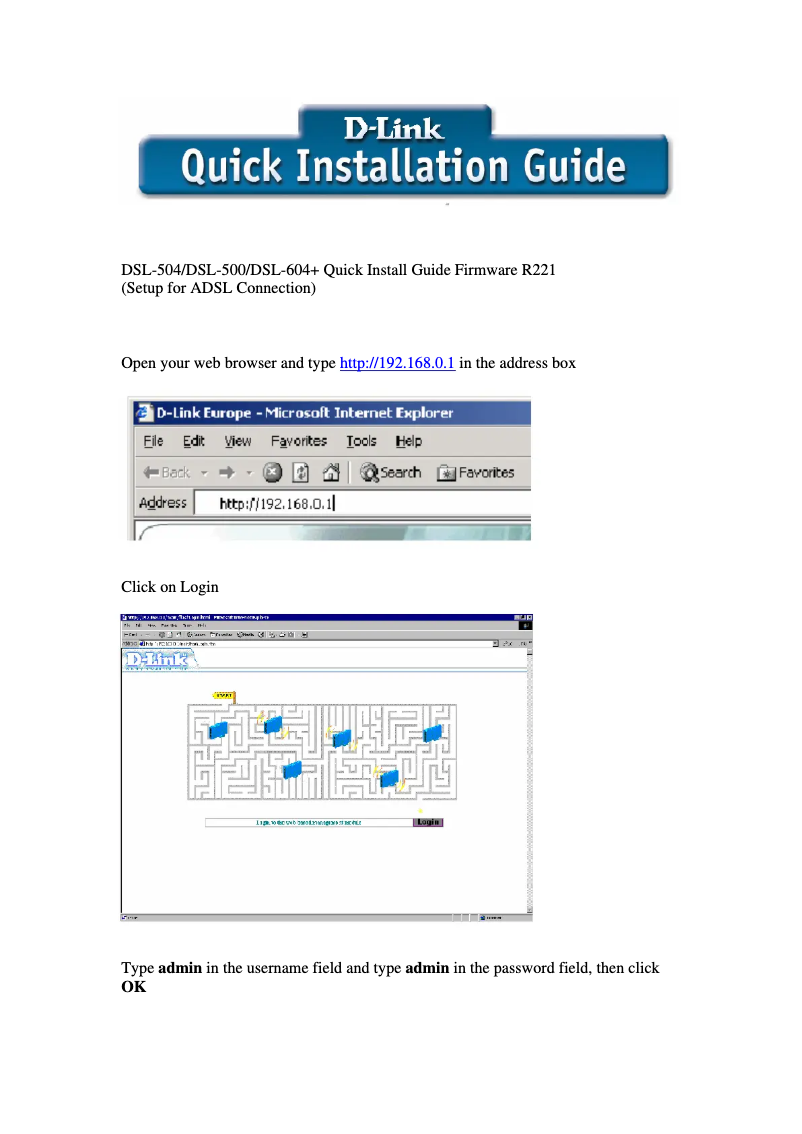 Page 1 de la notice Guide d'installation D-Link DSL-604+
