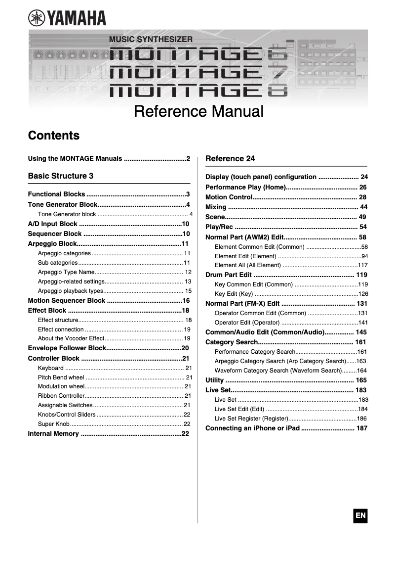 Page 1 de la notice Manuel utilisateur Yamaha Montage 8