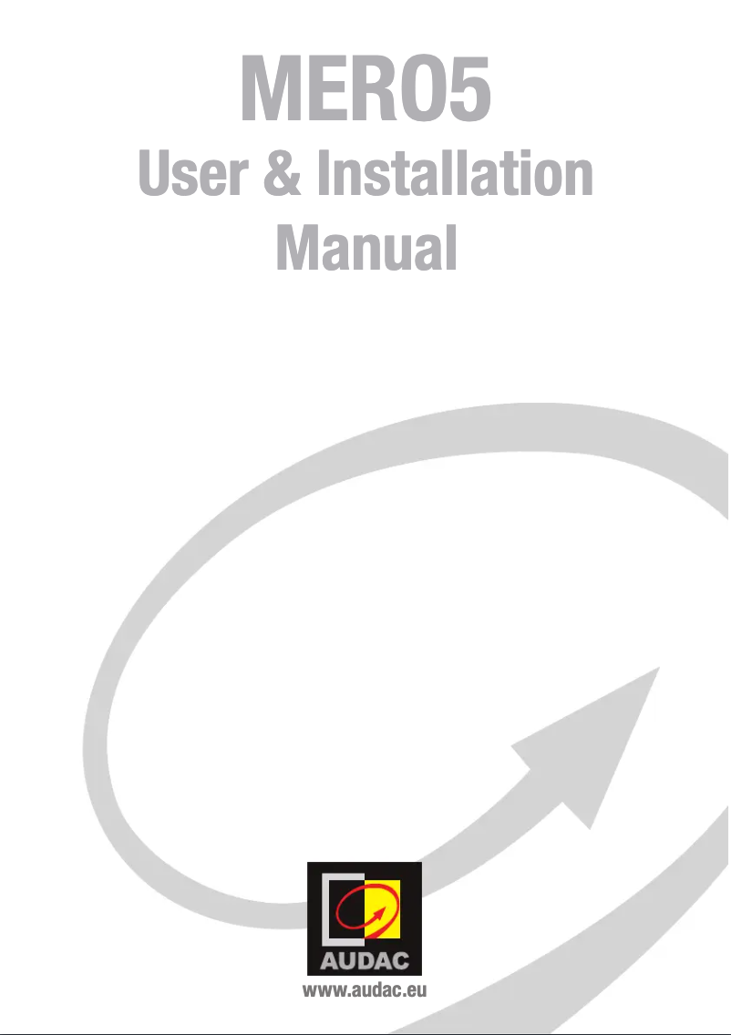 Page 1 of the manual User Manual Audac MERO5
