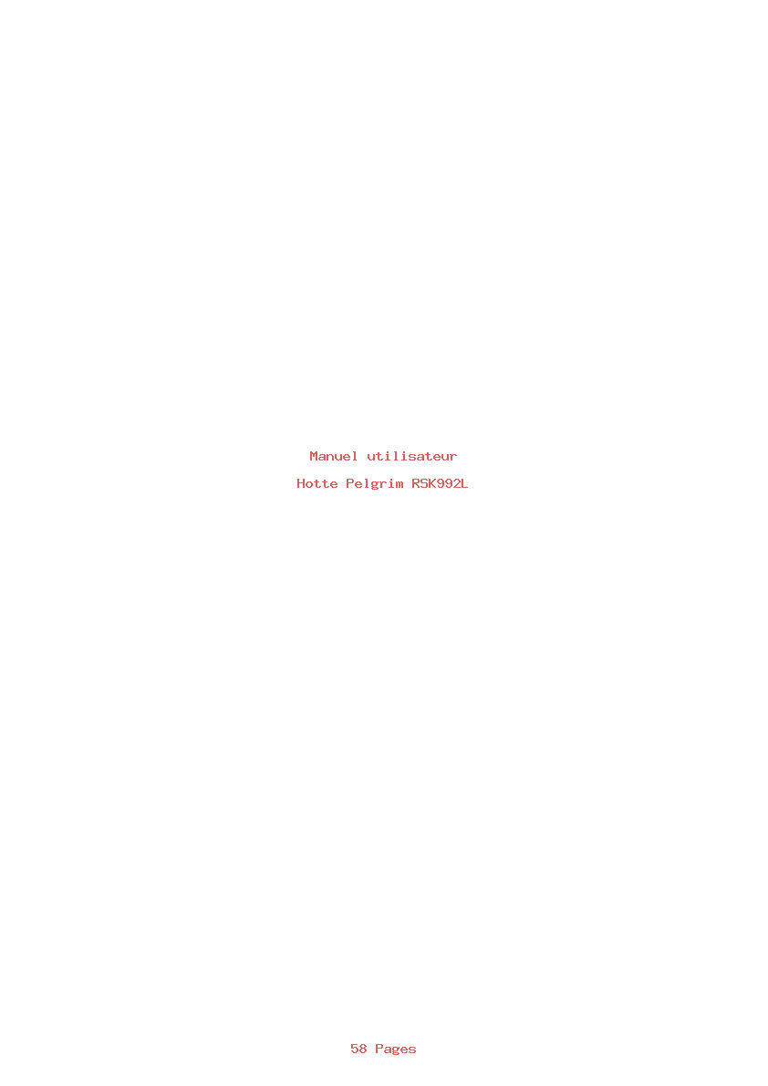 Page 1 de la notice Manuel utilisateur Pelgrim RSK992L
