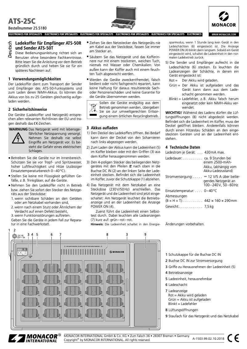 Page 1 de la notice Manuel utilisateur Monacor ATS-25C