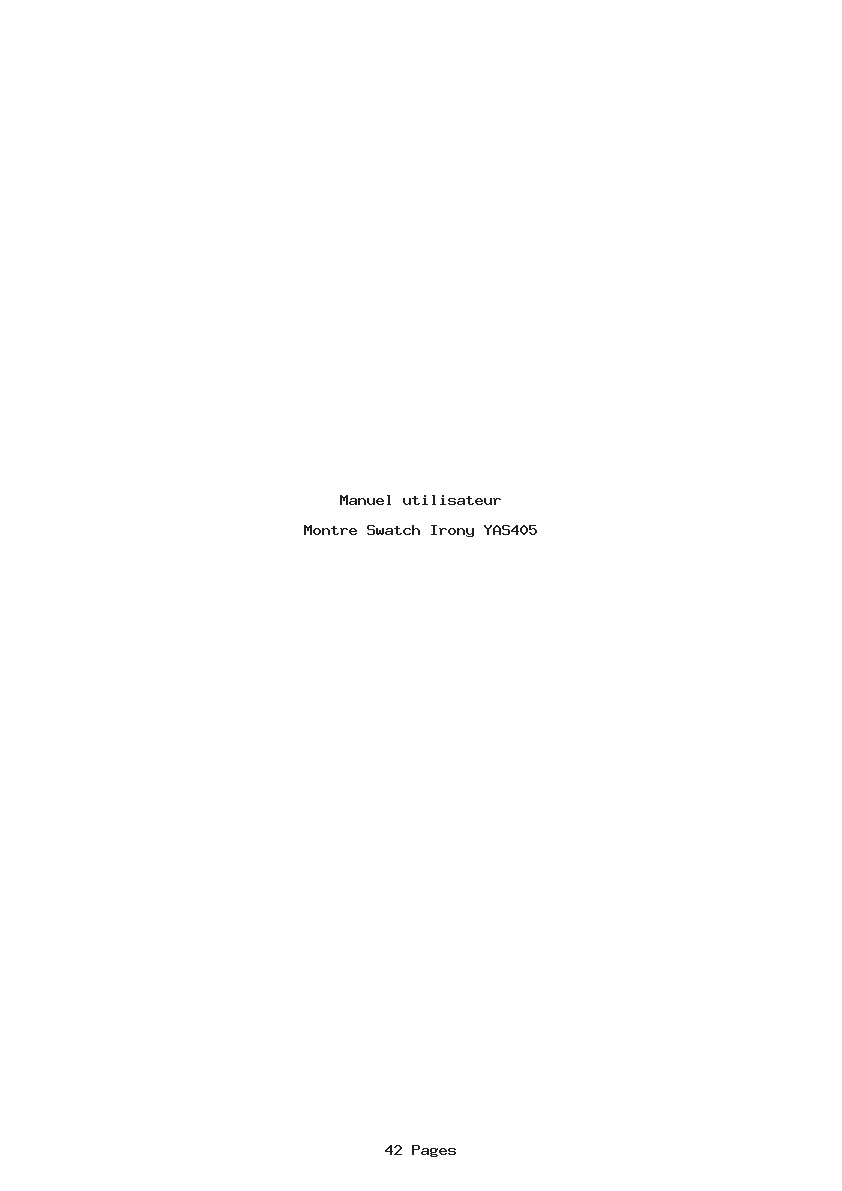 Page 1 de la notice Manuel utilisateur Swatch Irony YAS405