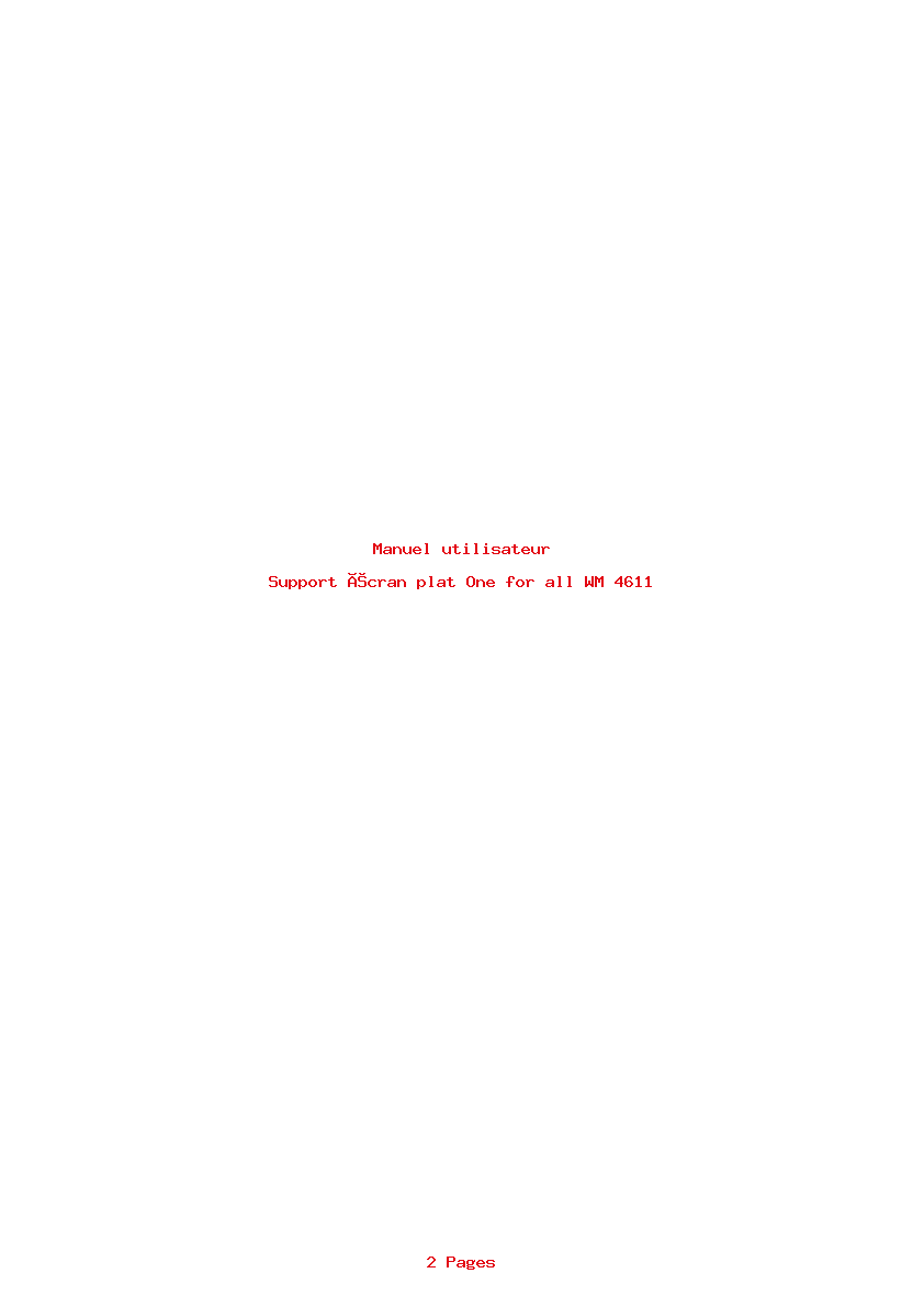 Page 1 de la notice Manuel utilisateur One for all WM 4611