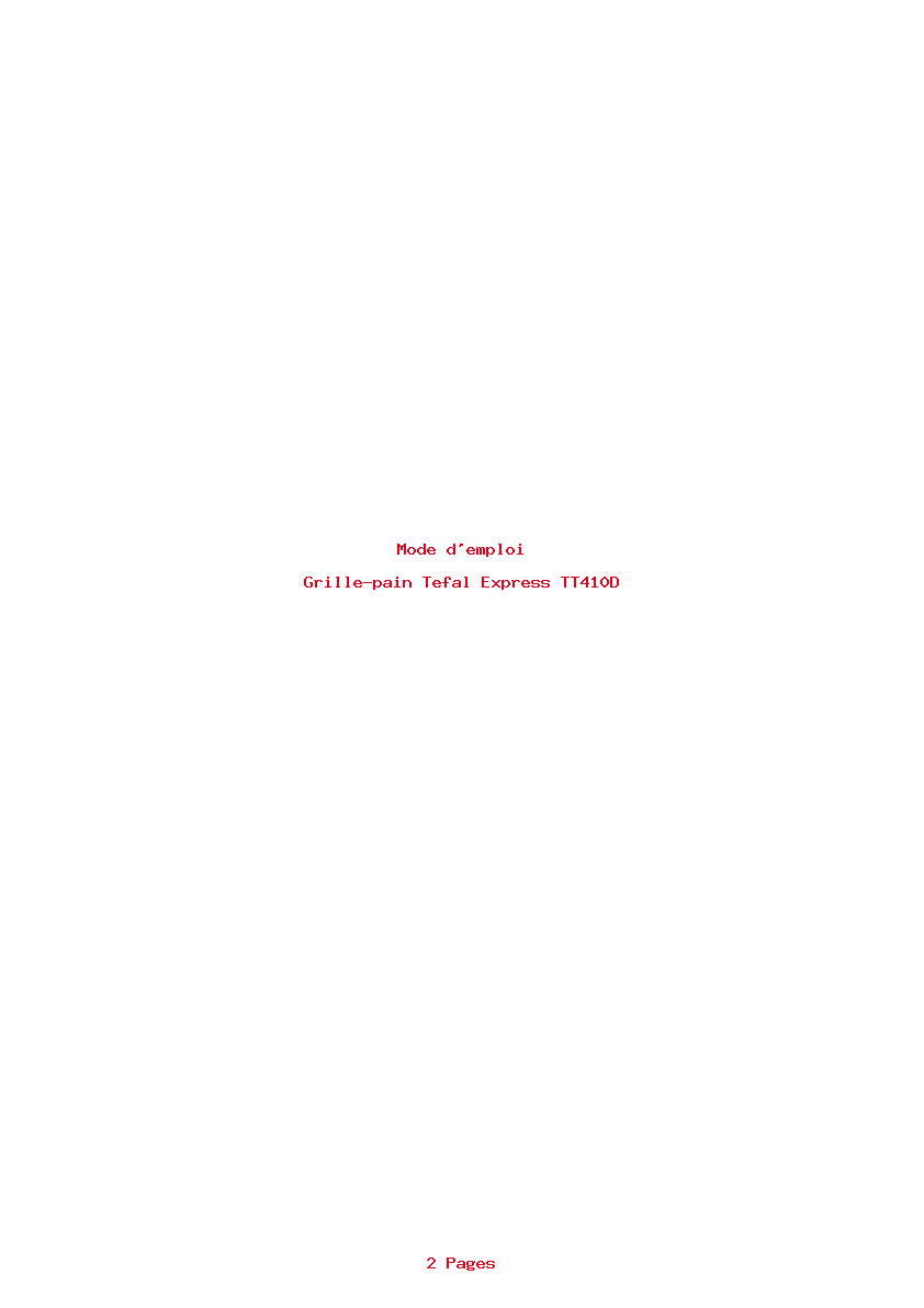 Page 1 de la notice Mode d'emploi Tefal Express TT410D