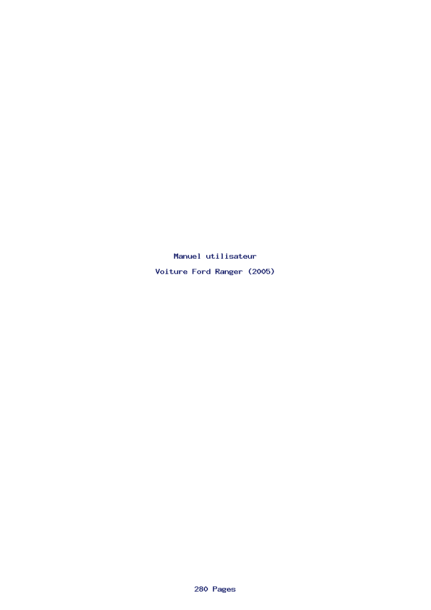 Page 1 de la notice Manuel utilisateur Ford Ranger (2005)