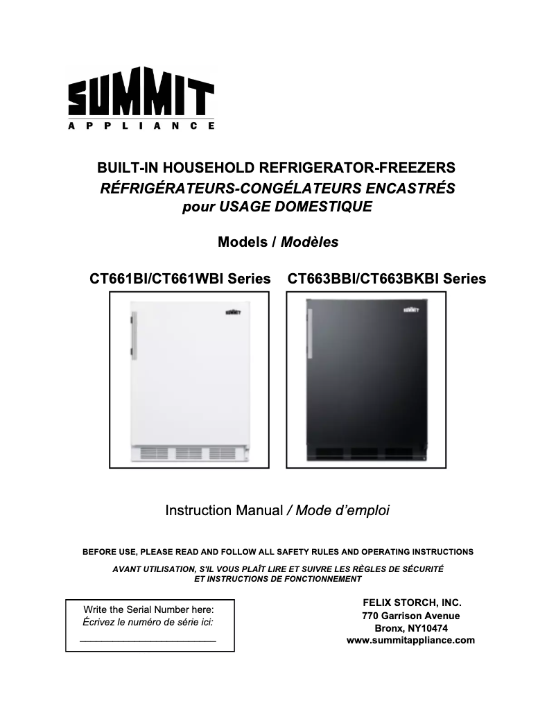 Page 1 de la notice Manuel utilisateur Summit CT663