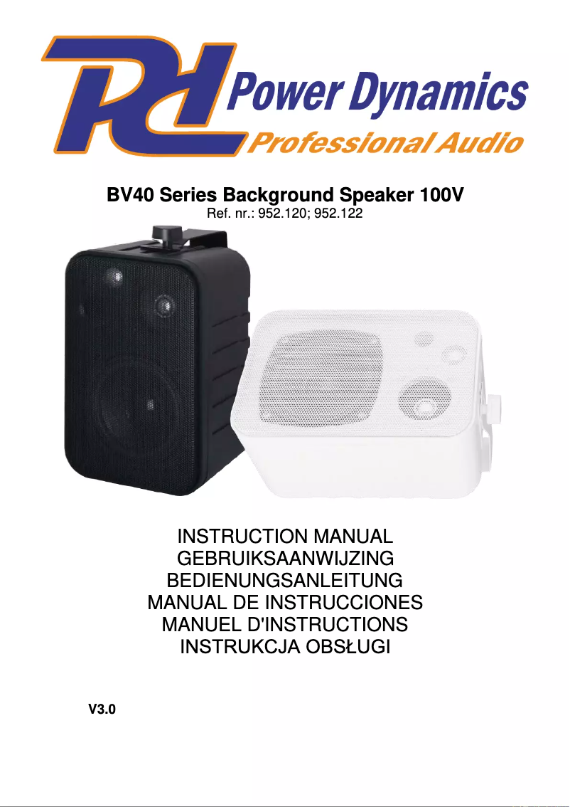 Page 1 de la notice Manuel utilisateur Power Dynamics BV40W