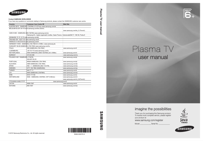 Página 1 del manual Manual de usuario Samsung PS50C6500TP