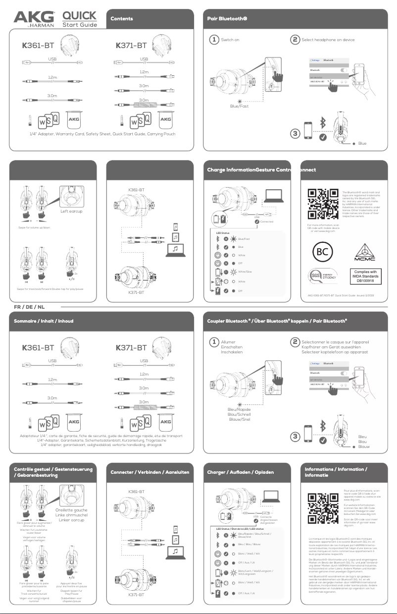 Page 1 de la notice Mode d'emploi AKG K371-BT