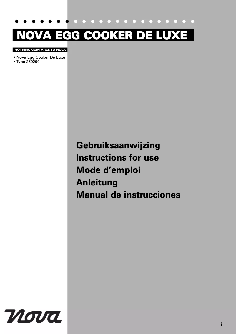 Page 1 de la notice Manuel utilisateur Nova De Luxe 260200