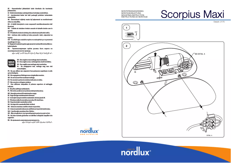Page 1 de la notice Manuel utilisateur Nordlux Scopius Maxi