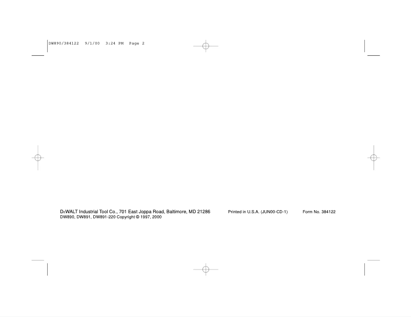 Page 1 de la notice Manuel utilisateur DeWalt DW891