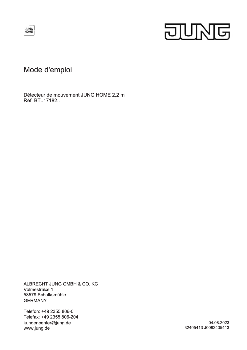 Página 1 del manual Manual de usuario JUNG BTLC17182203