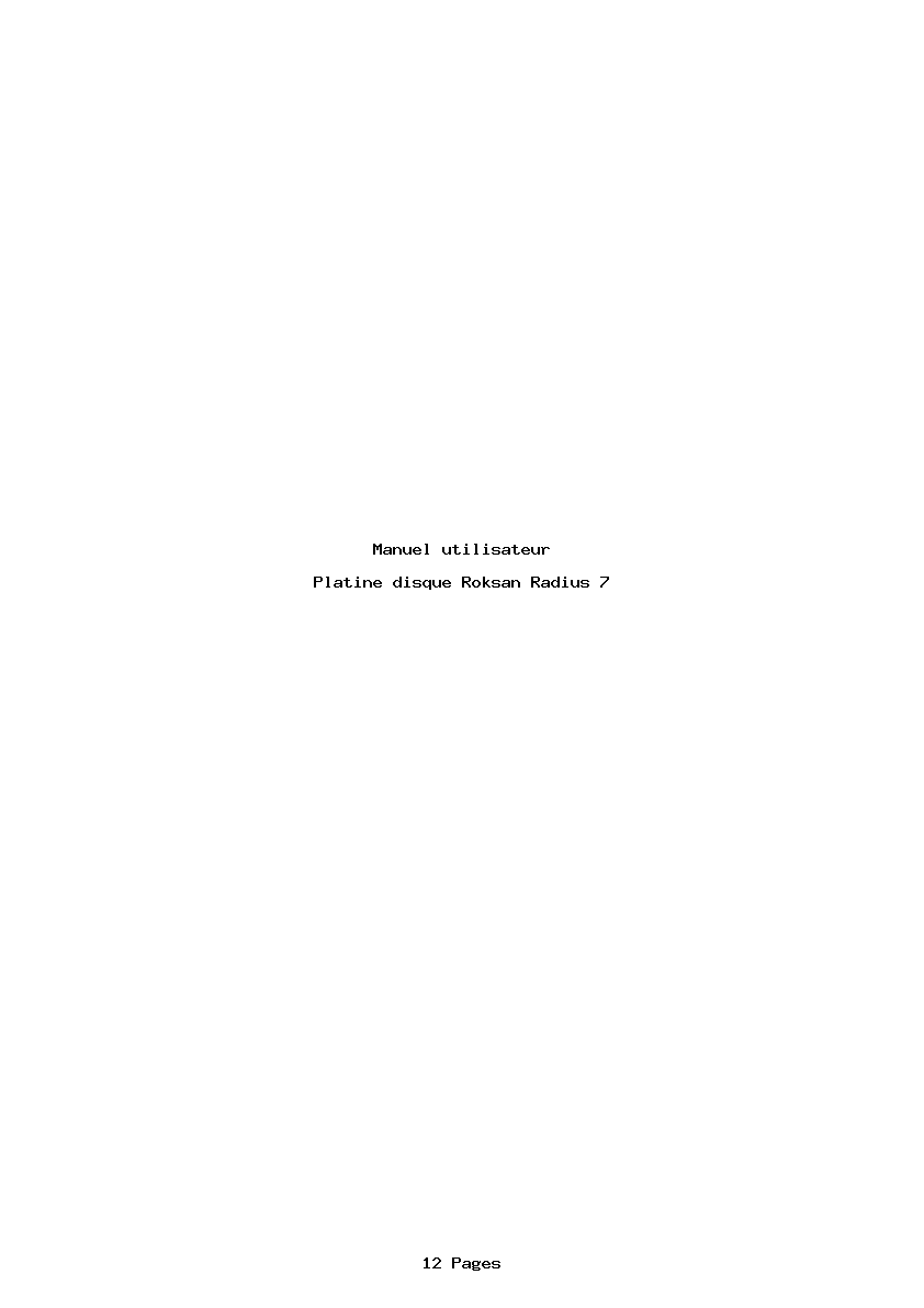 Page 1 de la notice Manuel utilisateur Roksan Radius 7