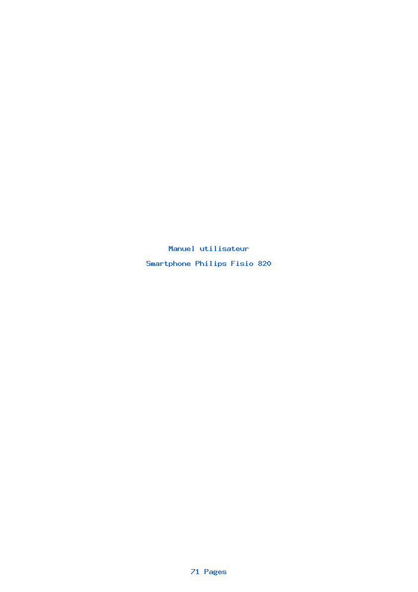 Page 1 de la notice Manuel utilisateur Philips Fisio 820