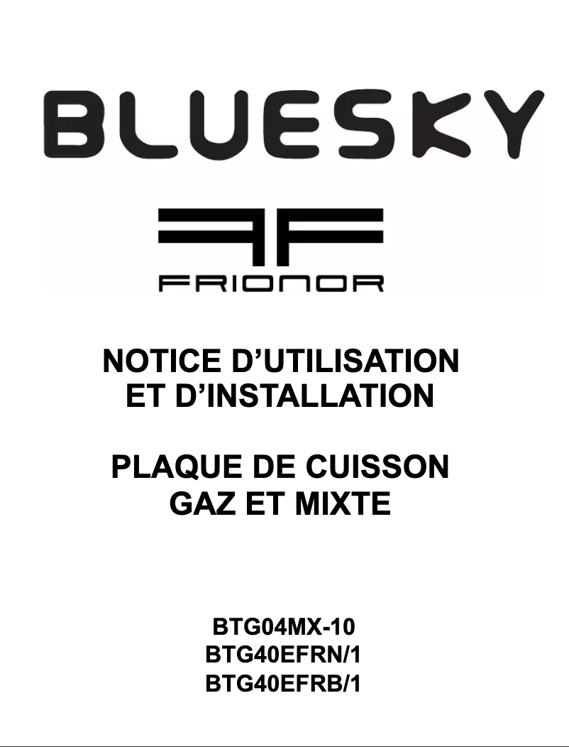 Page 1 de la notice Manuel utilisateur Bluesky BTG 40 EFRB/1