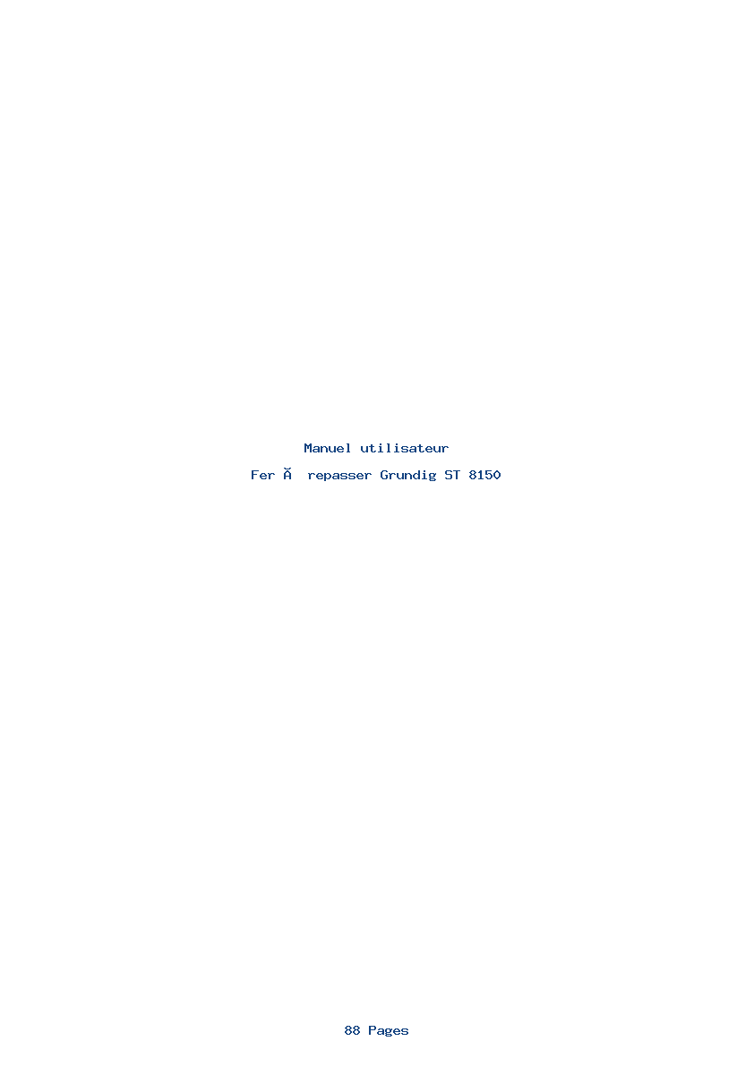 Page 1 de la notice Manuel utilisateur Grundig ST 8150