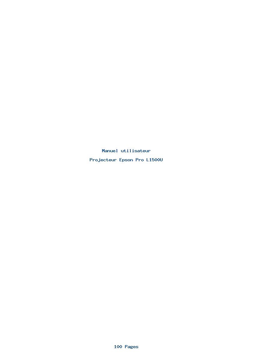 Page 1 de la notice Manuel utilisateur Epson Pro L1500U