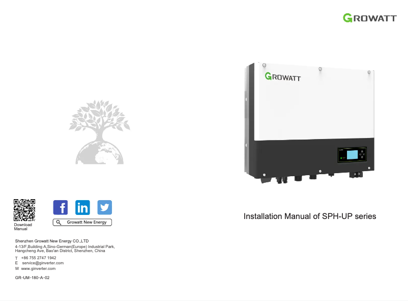Página 1 del manual Manual de usuario Growatt SPH 3-6KTL BL-UP