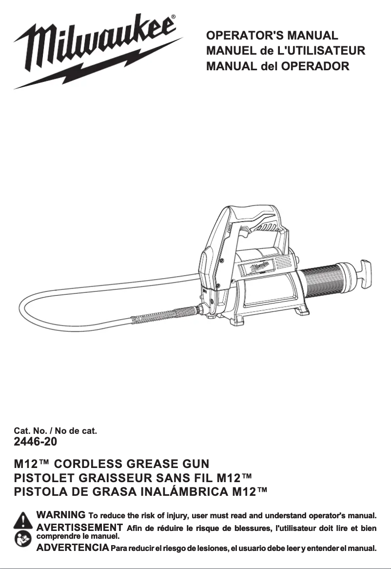 Page 1 de la notice Manuel utilisateur Milwaukee M12 2446-21XC
