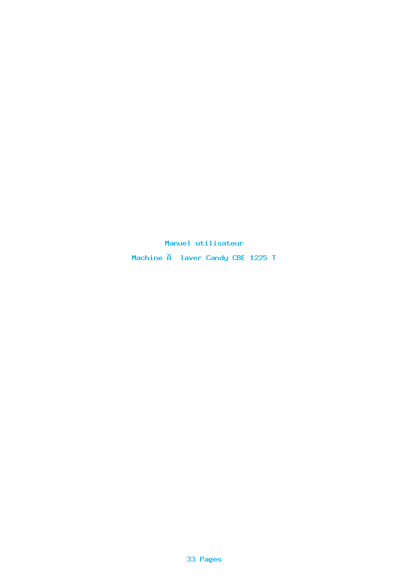 Page 1 de la notice Manuel utilisateur Candy CBE 1225 T