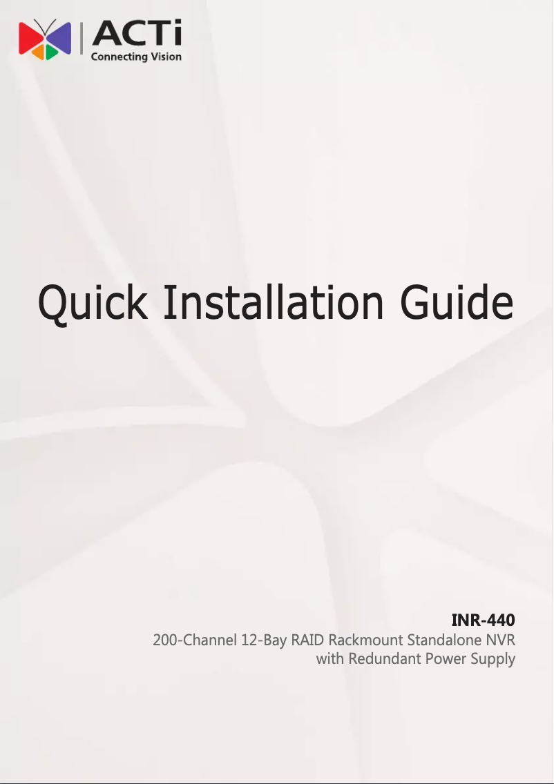 Page 1 de la notice Mode d'emploi ACTi INR-440